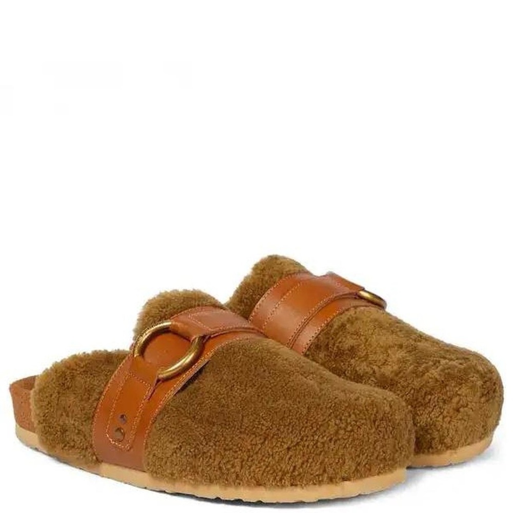 SEE BY CHLOÉ Gema Shearling Mules size 39